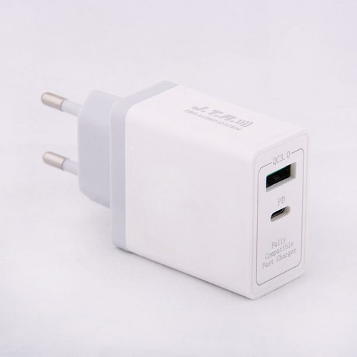 شارژر دیواری J-T-R مدل DP/QC-30W به همراه کابل تبدیل لایتنینگ اورجینال