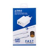 شارژر دیواری J-T-R مدل DP/QC-30W به همراه کابل تبدیل لایتنینگ اورجینال