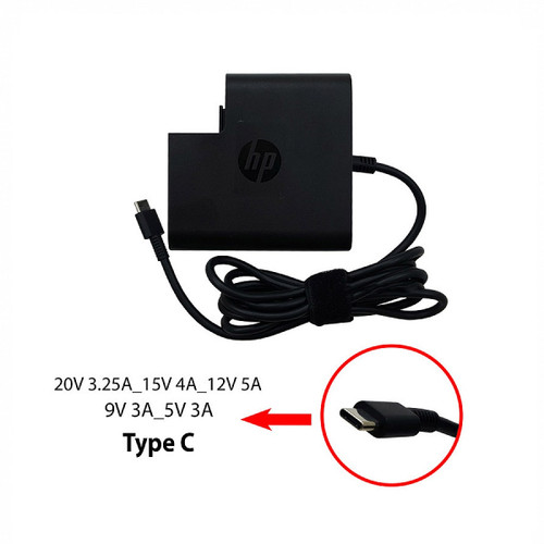 آداپتور تبلت-موبایل-لپ تاپ اچ پی 20V 3.25A_15V 4A_12V 5A_9V 3A_5V 3A Type C_Gimo Plus مربعی-کابل سه تایی